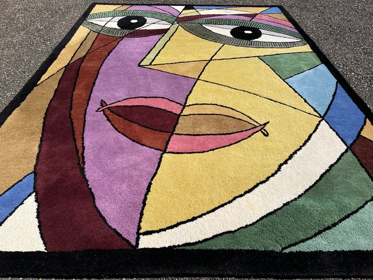 Tapis Art Déco d'Après Pablo Picasso,  Style Cubisme -photo-1