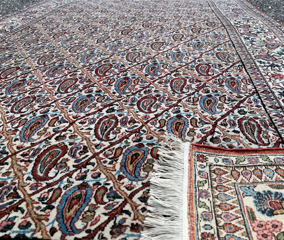 Tapis Perse Ancien Ghoum Motif Boteh-photo-7
