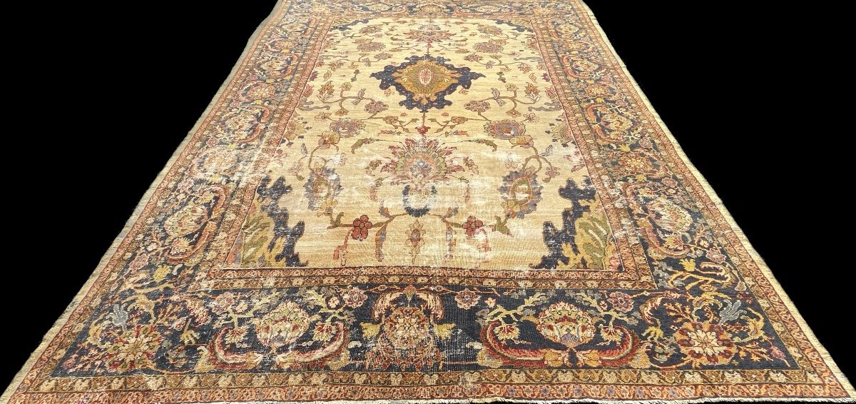Tapis Ancien de Collection Mahal  Sultanabad Circa 1880. 432x312 cm-photo-2