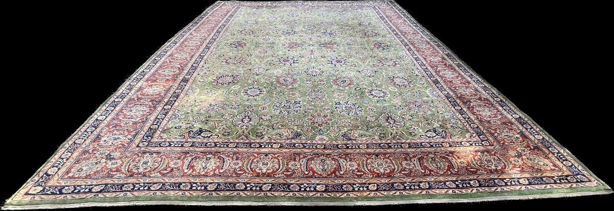 Grand Tapis XXL Tabriz Shah Abbas Vert émeraude 520x350 cm-photo-6