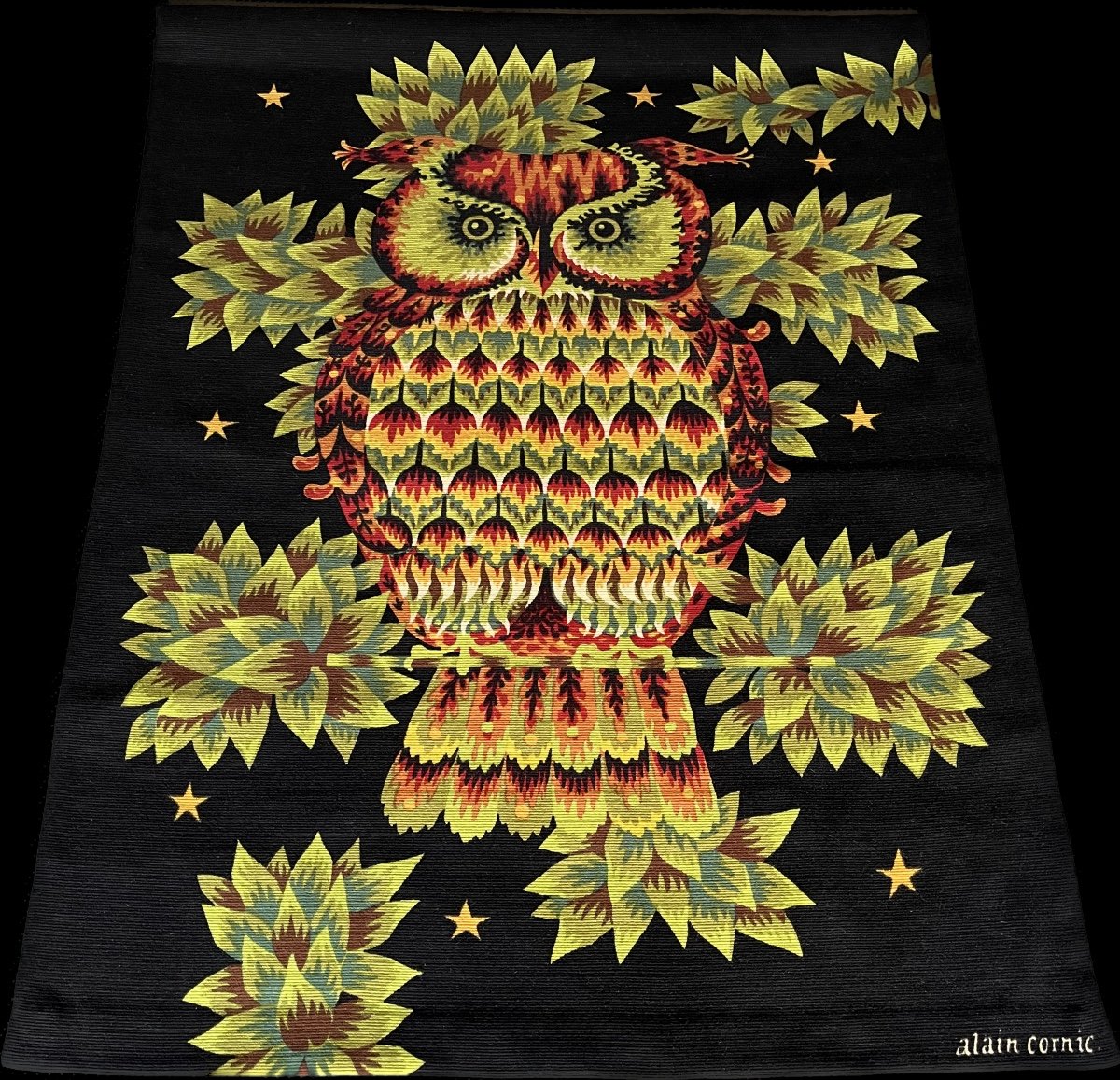 The Owl Wall Tapestry - Alain Cornic Aubusson-photo-2