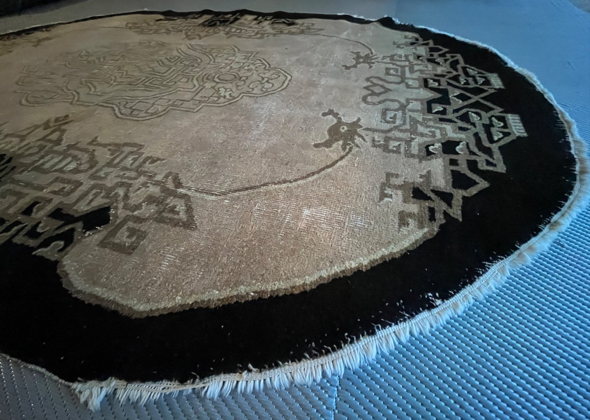 Tapis Ancien Art Déco Chine Ovale -photo-1