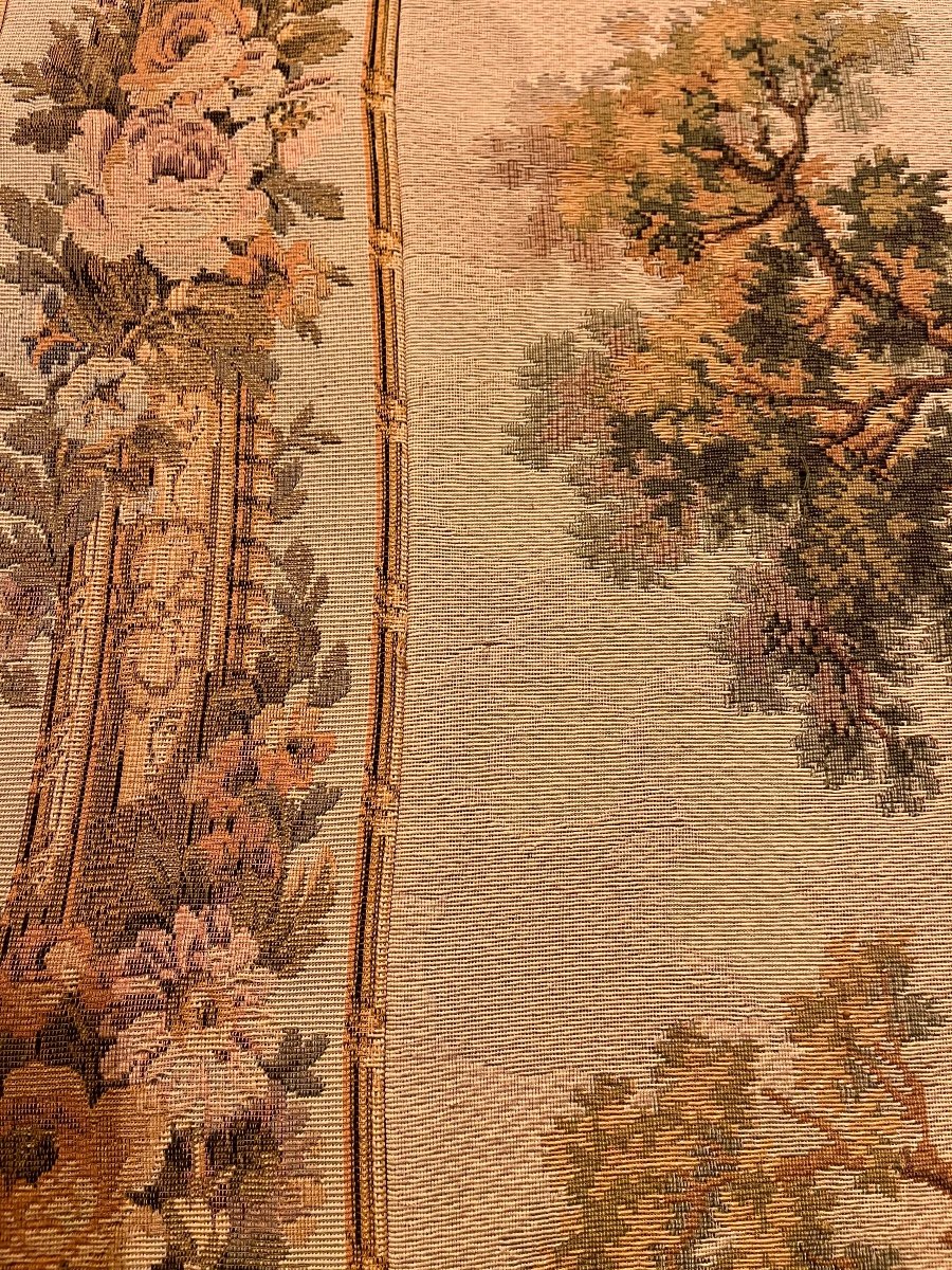 Gallant Country Scene Wall Hanging Tapestry. Twentieth Century-photo-4