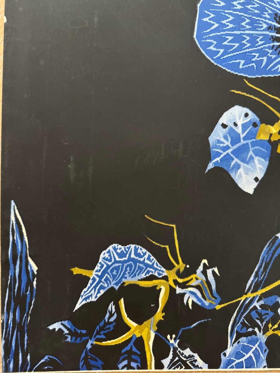 Jean Lurçat Lithographie sur carton. Collection "Papillons Bleus"-photo-3