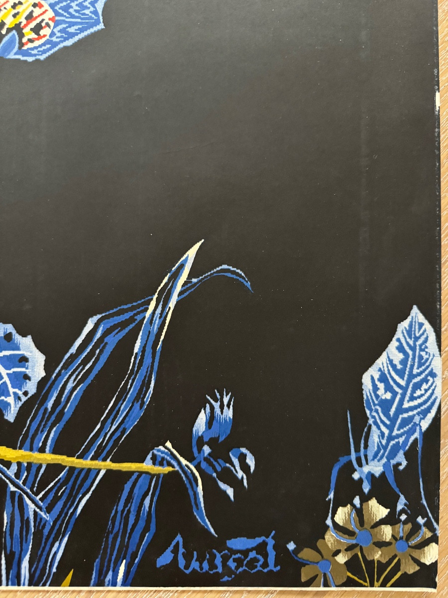 Jean Lurçat Lithographie sur carton. Collection "Papillons Bleus"-photo-4