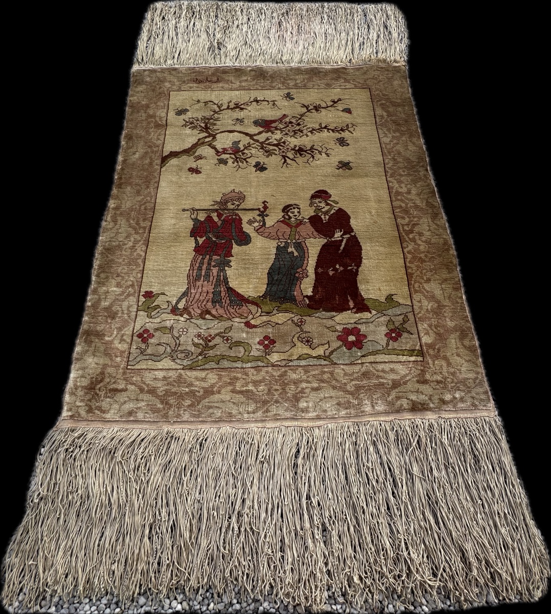 Istanbul Silk Carpet Signed, Circa 1920-photo-2