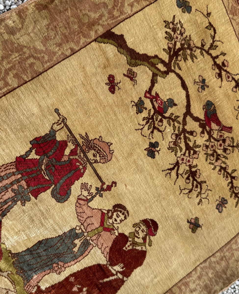 Istanbul Silk Carpet Signed, Circa 1920-photo-4