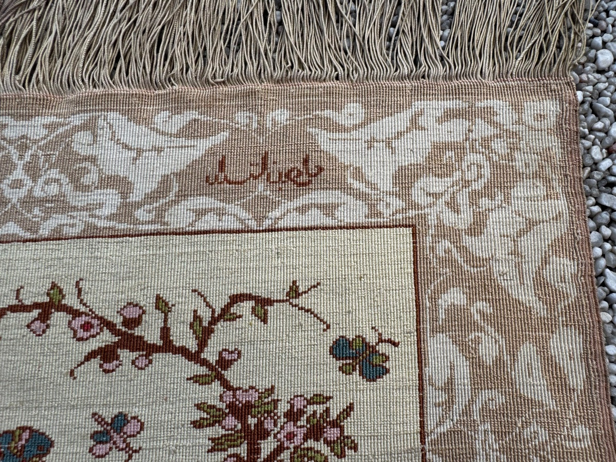 Istanbul Silk Carpet Signed, Circa 1920-photo-4