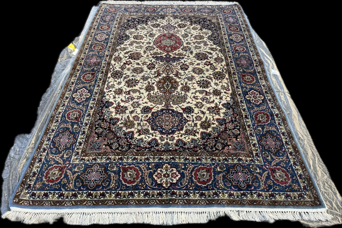 Tapis Persan Ispahan laine et soie fait sur soie 240x160 cm-photo-1