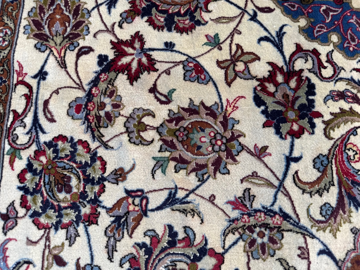 Tapis Persan Ispahan laine et soie fait sur soie 240x160 cm-photo-2