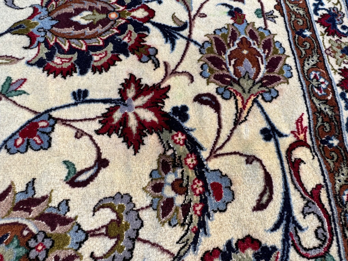 Tapis Persan Ispahan laine et soie fait sur soie 240x160 cm-photo-3