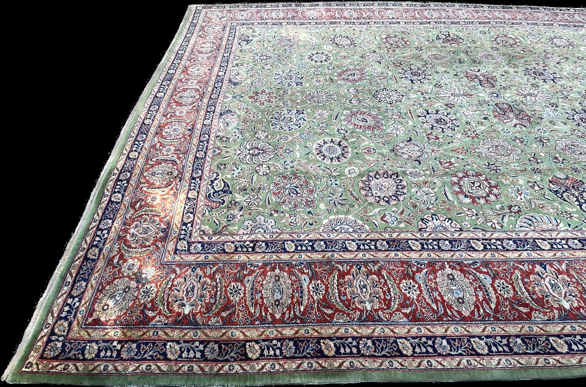 Grand Tapis Persan  Tabriz &Eacute;meraude  XXL. 520x350 cm-photo-3