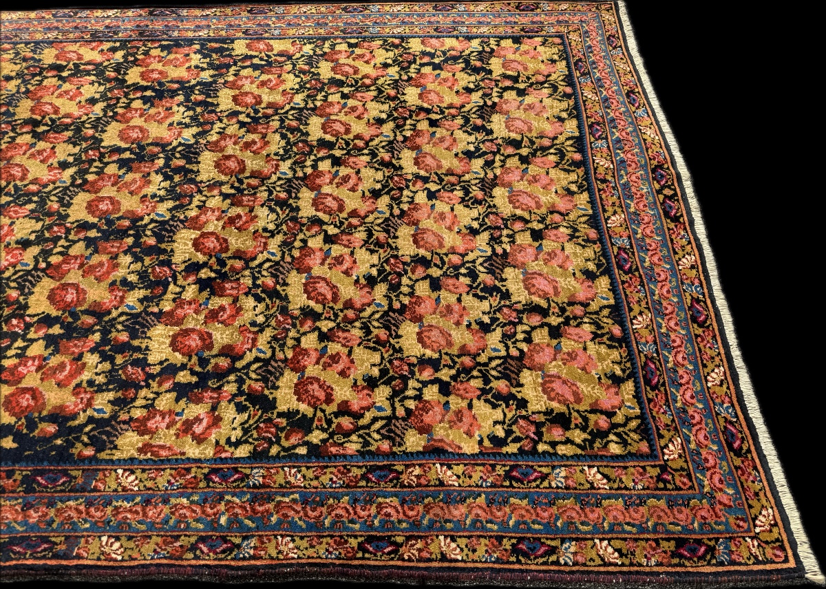 Tapis Ancien Persan Bidjar Gol-Farang.  207x156 cm -photo-2