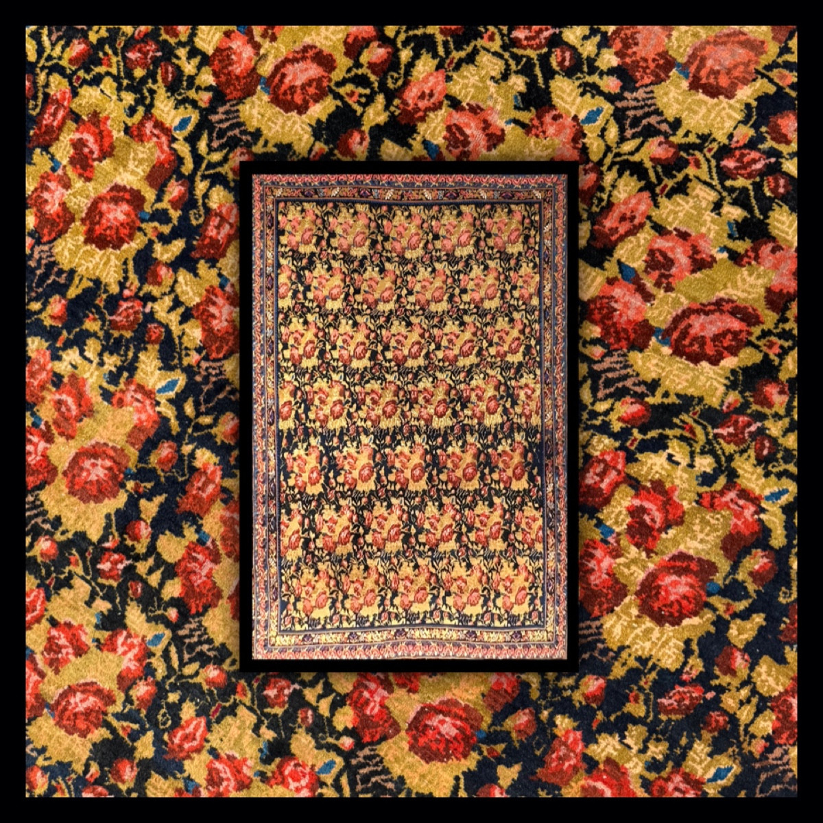Tapis Ancien Persan Bidjar Gol-Farang.  207x156 cm 