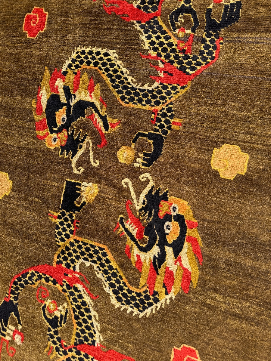Antique Tibetan Rug With Dragon Patterns 200x120 Cm-photo-3