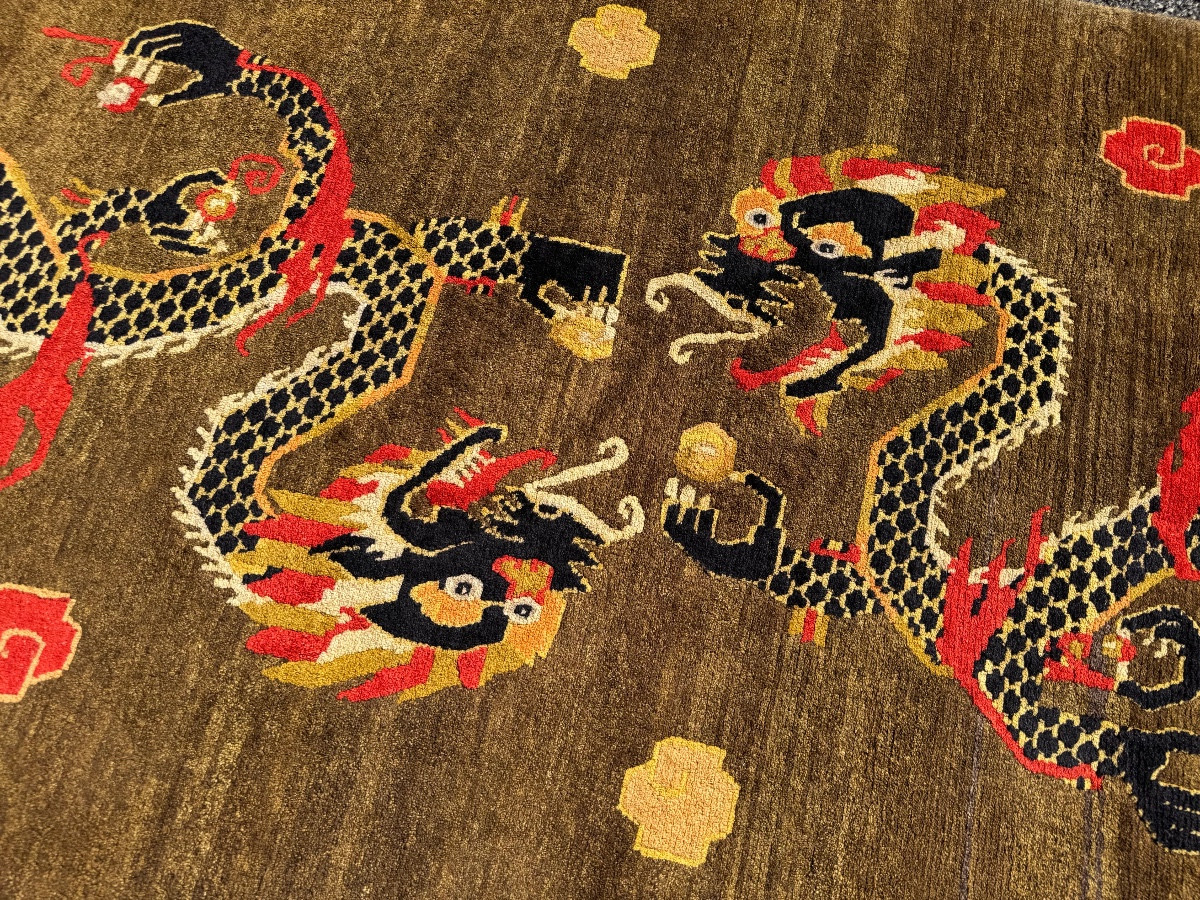 Antique Tibetan Rug With Dragon Patterns 200x120 Cm-photo-4