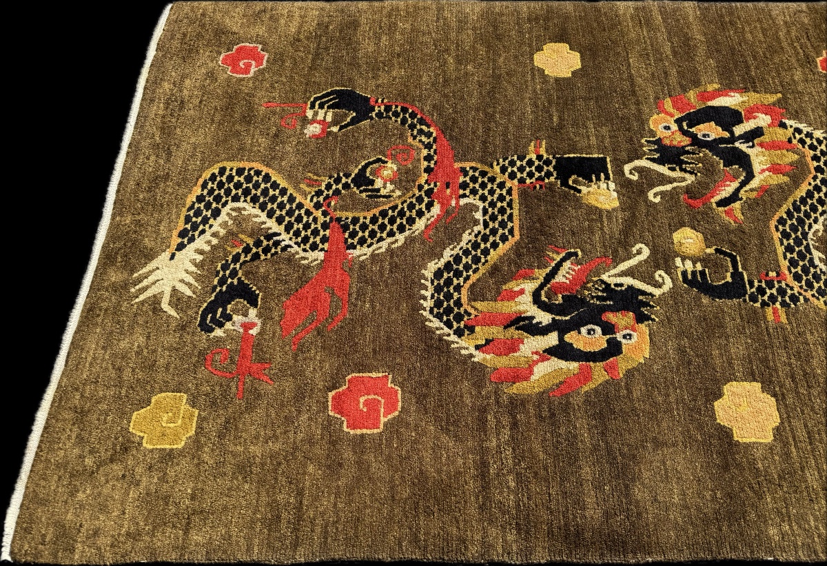 Antique Tibetan Rug With Dragon Patterns 200x120 Cm-photo-2