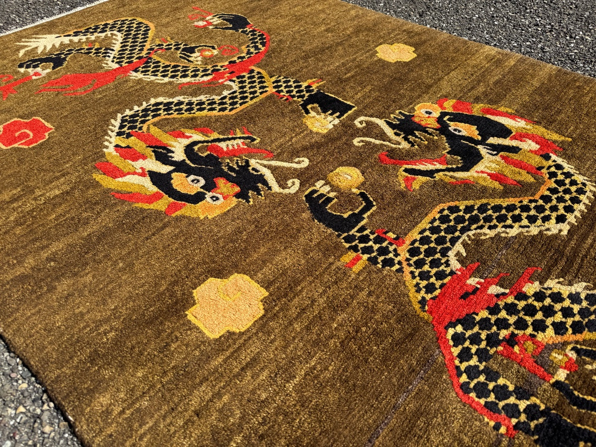 Antique Tibetan Rug With Dragon Patterns 200x120 Cm-photo-3