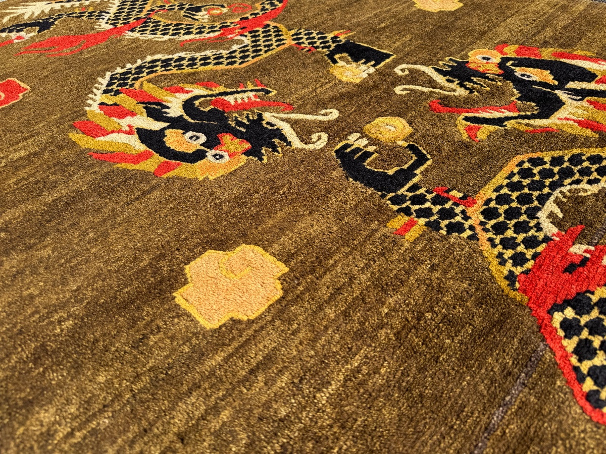 Antique Tibetan Rug With Dragon Patterns 200x120 Cm-photo-4