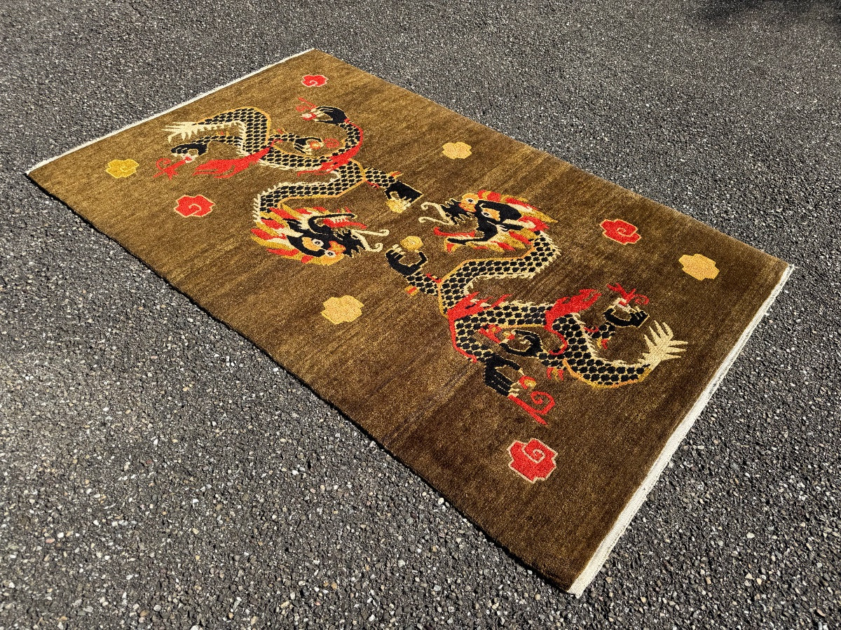 Antique Tibetan Rug With Dragon Patterns 200x120 Cm-photo-5