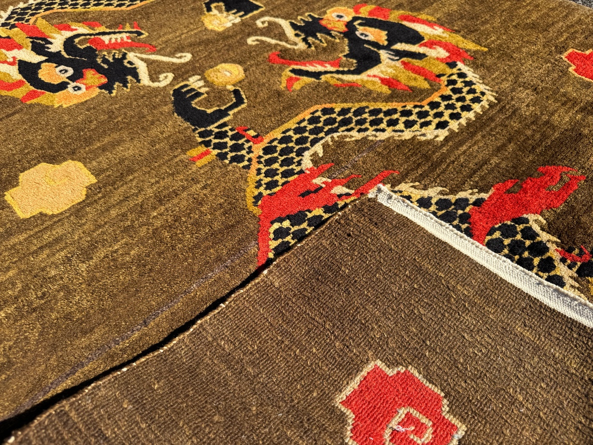 Antique Tibetan Rug With Dragon Patterns 200x120 Cm-photo-6