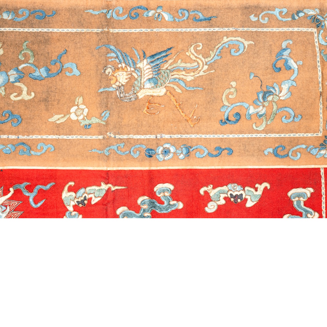 Importante Broderie (Tissu) Chinoise  en Fils d'Or et d'Argent. Chine, Circa 1880-photo-4