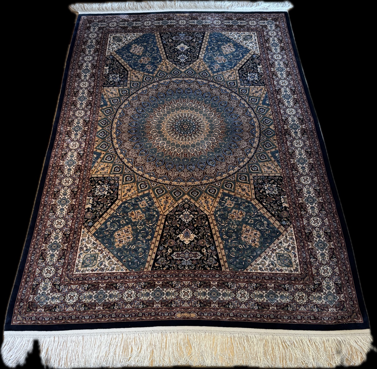 Tapis en Soie Mécanique Persan Ghom  180x120 cm -photo-2