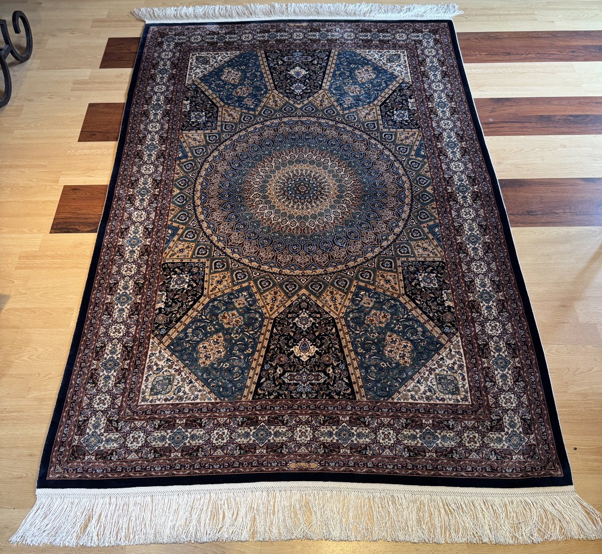 Tapis en Soie Mécanique Persan Ghom  180x120 cm -photo-6