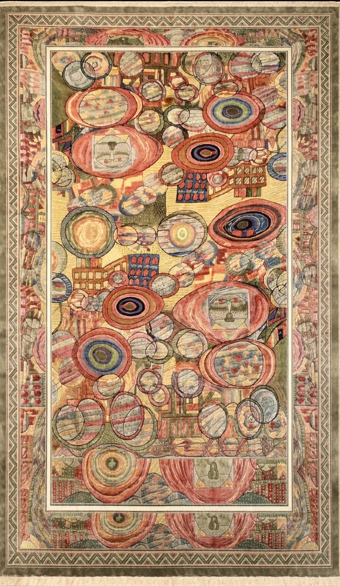 Tapis Art D&eacute;co en soie  d'apr&egrave;s Hundertwasser 300x200 cm-photo-2