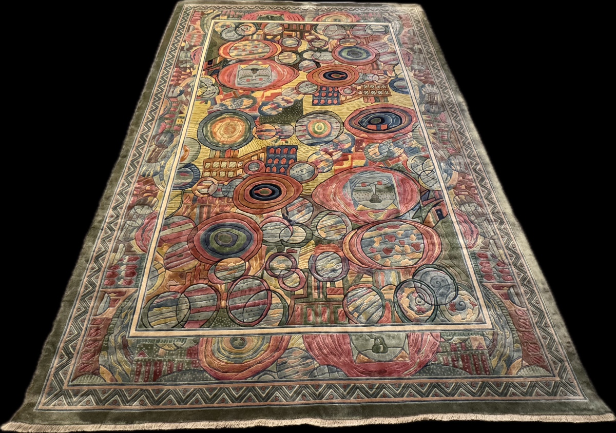 Tapis Art D&eacute;co en soie  d'apr&egrave;s Hundertwasser 300x200 cm-photo-3