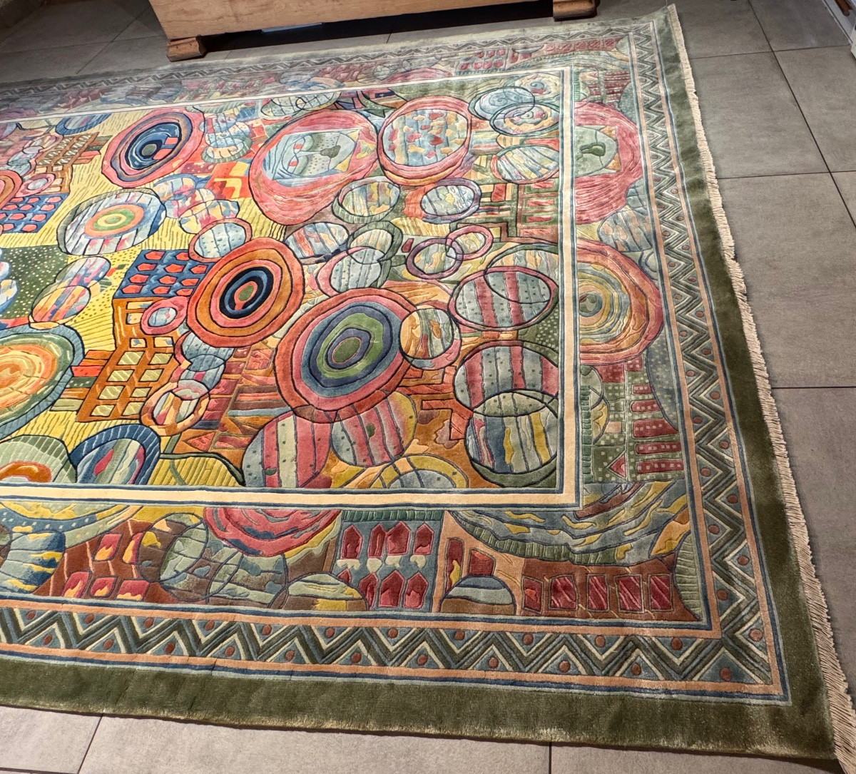 Tapis Art D&eacute;co en soie  d'apr&egrave;s Hundertwasser 300x200 cm-photo-3