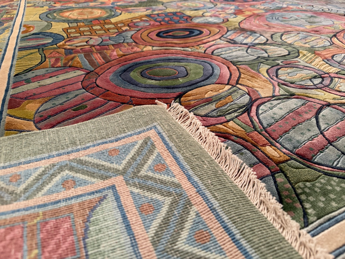 Tapis Art D&eacute;co en soie  d'apr&egrave;s Hundertwasser 300x200 cm-photo-7