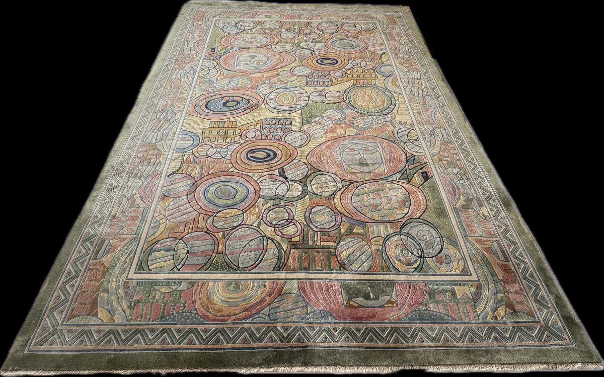 Tapis Art D&eacute;co en soie  d'apr&egrave;s Hundertwasser 300x200 cm-photo-8