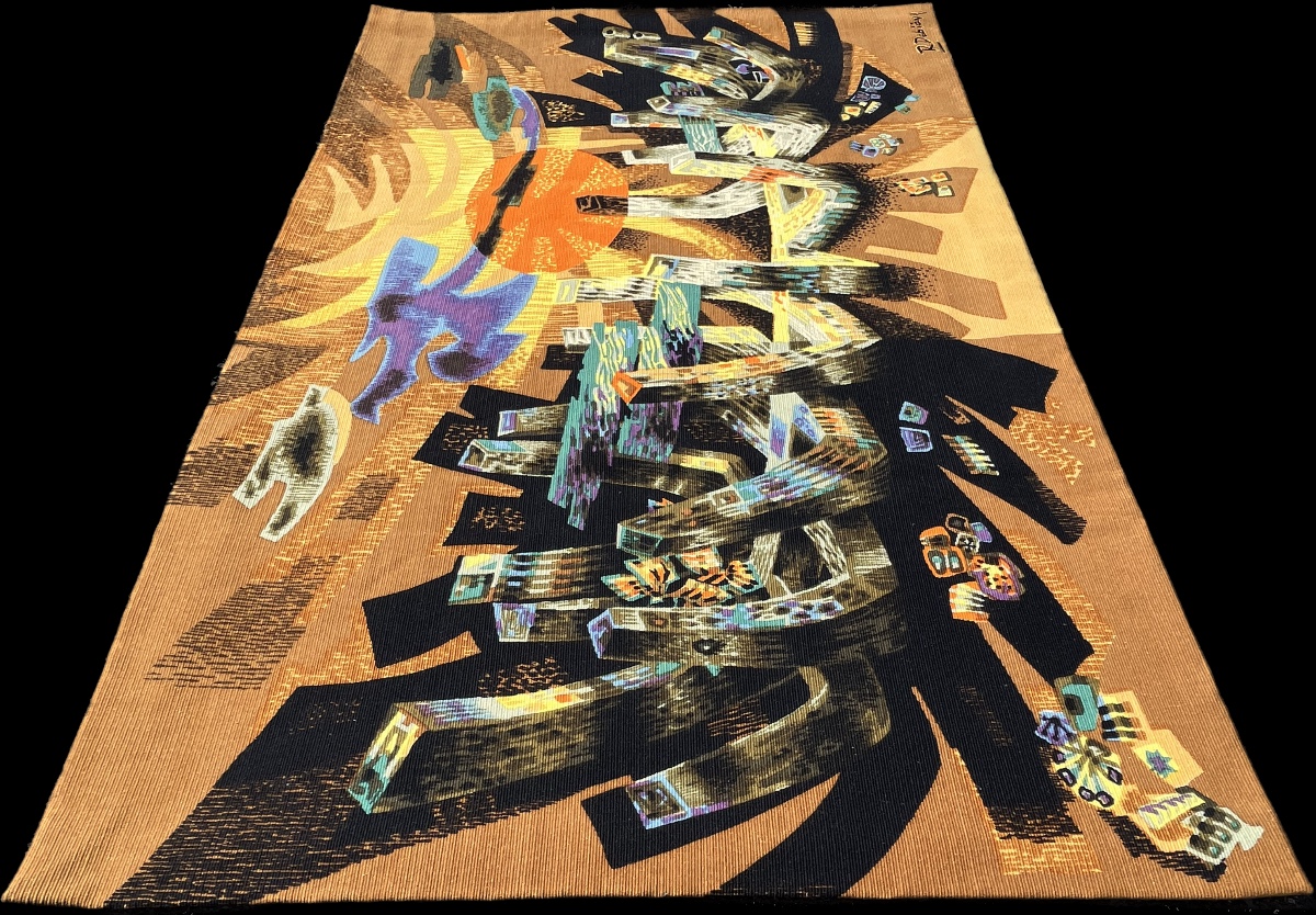 Screen-printed Tapestry By Robert Debiève, 150x100 Cm-photo-3