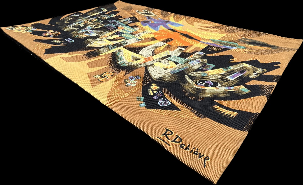 Screen-printed Tapestry By Robert Debiève, 150x100 Cm-photo-4