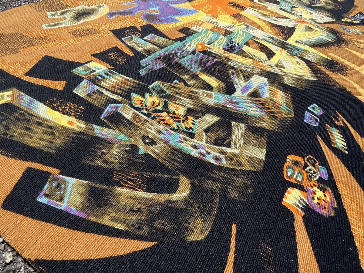 Screen-printed Tapestry By Robert Debiève, 150x100 Cm-photo-1