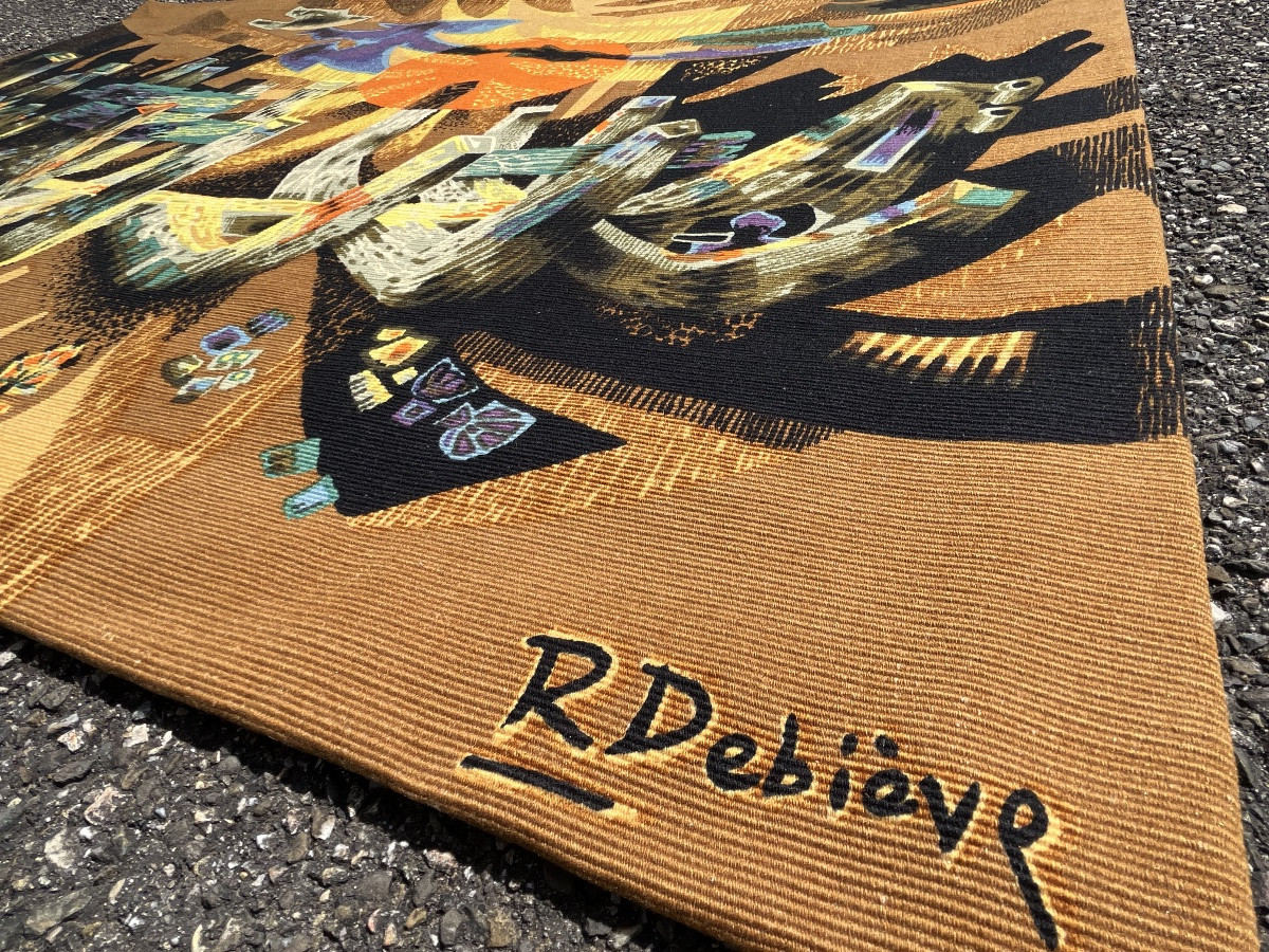 Screen-printed Tapestry By Robert Debiève, 150x100 Cm-photo-3