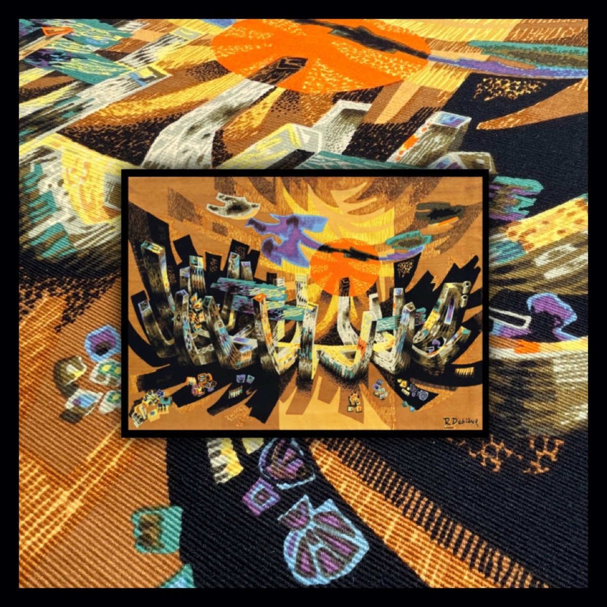 Screen-printed Tapestry By Robert Debiève, 150x100 Cm