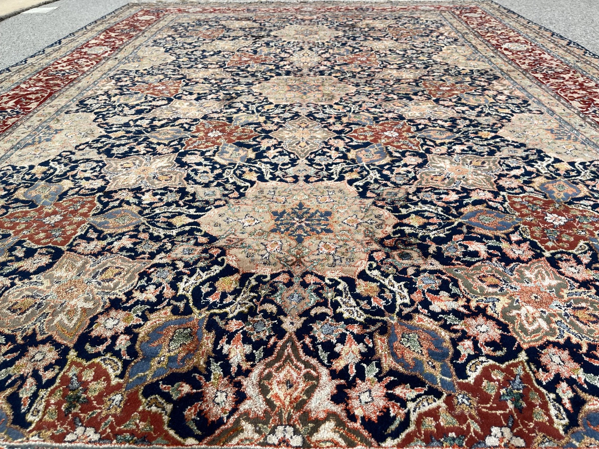 Indo-isfahan Wool And Silk Rug 270x180 Cm-photo-3