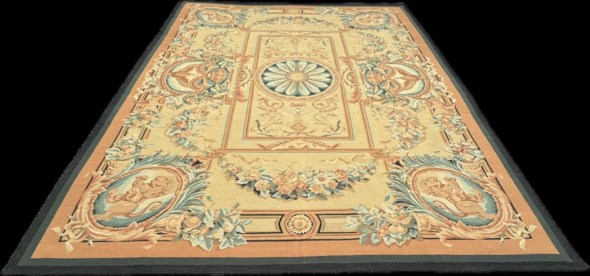 Tapis aux Points Noués de Style Aubusson 387x307 cm-photo-2
