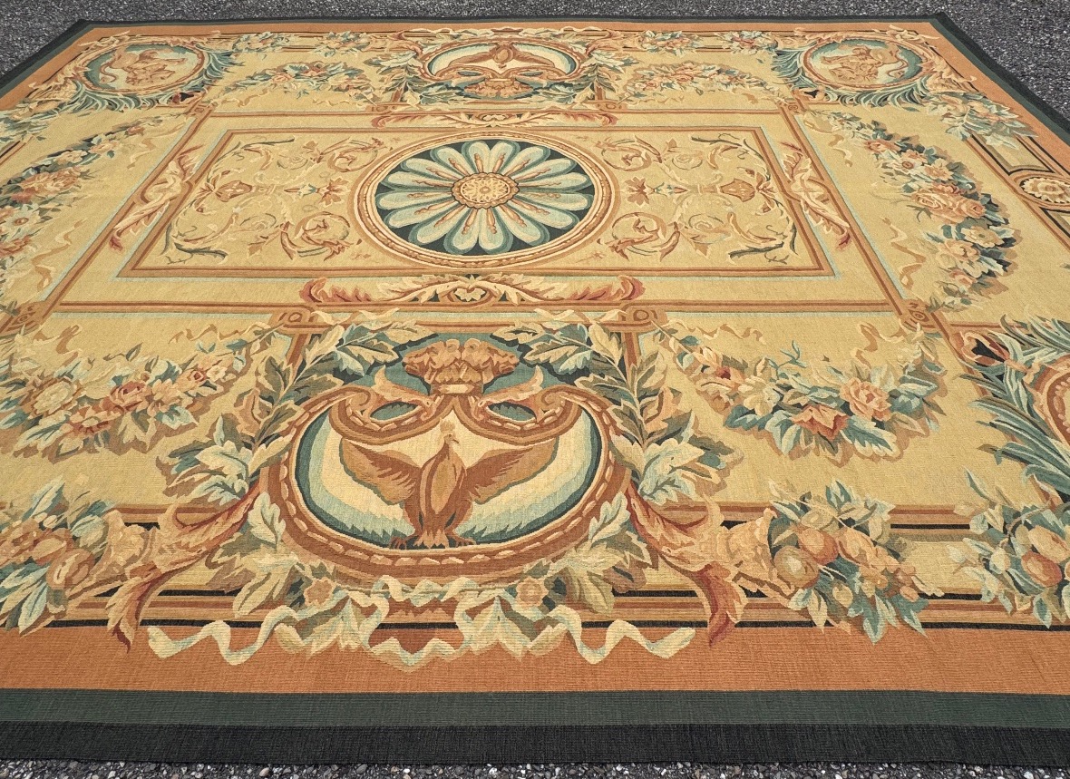 Tapis aux Points Noués de Style Aubusson 387x307 cm-photo-2