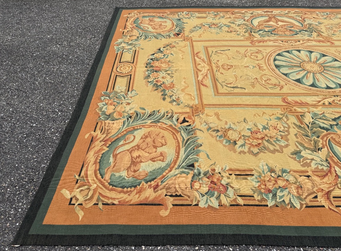 Tapis aux Points Noués de Style Aubusson 387x307 cm-photo-3