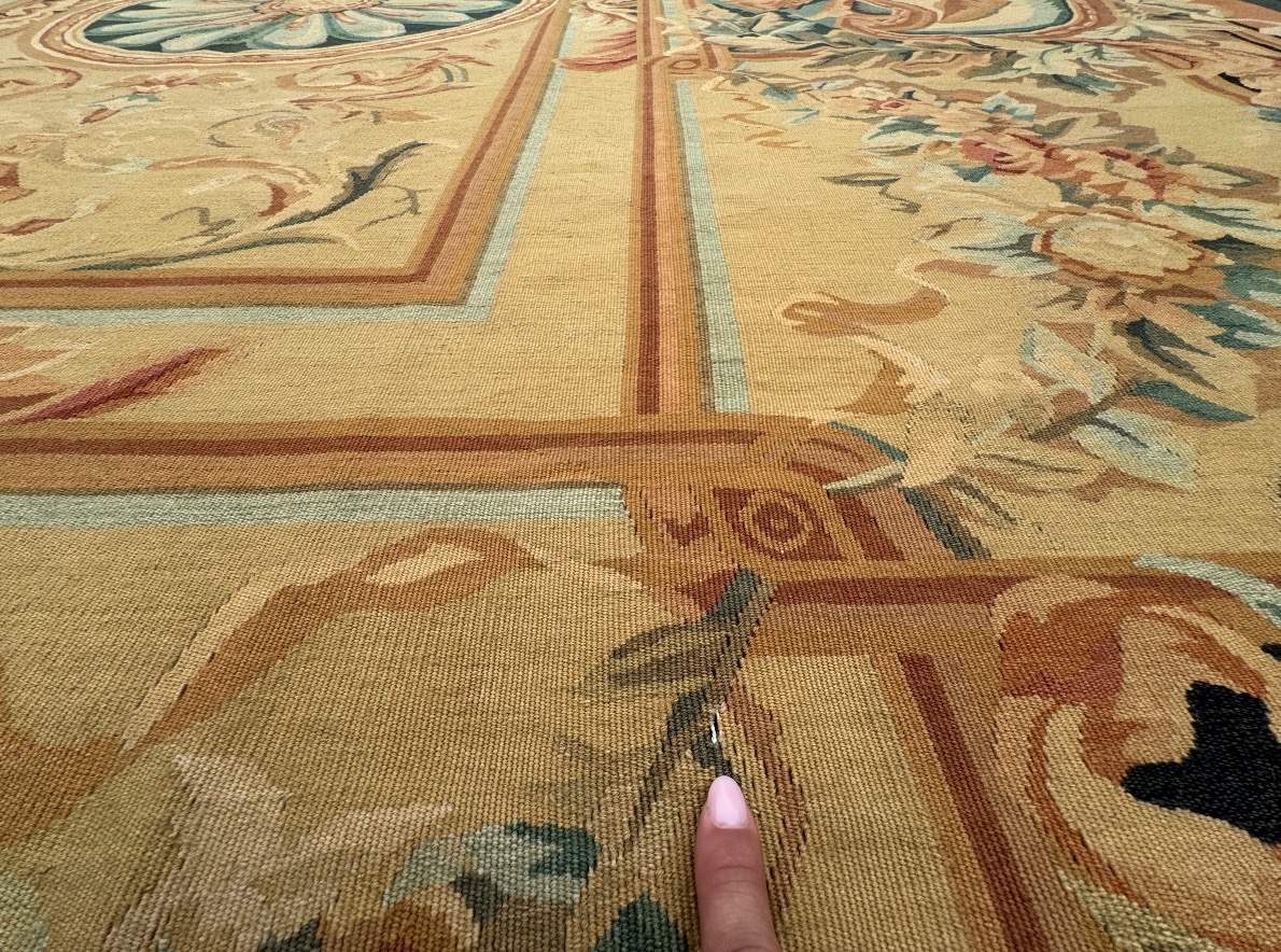 Tapis aux Points Noués de Style Aubusson 387x307 cm-photo-4