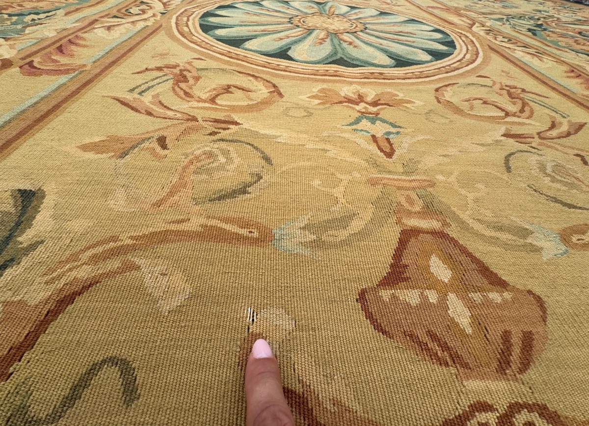 Tapis aux Points Noués de Style Aubusson 387x307 cm-photo-5