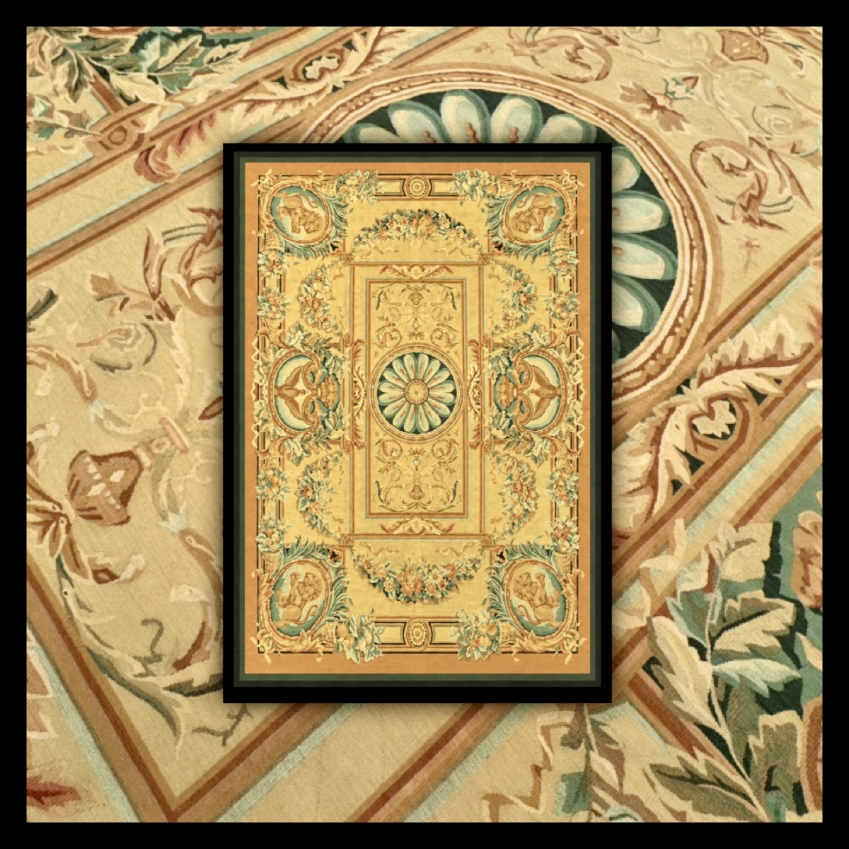 Tapis aux Points Noués de Style Aubusson 387x307 cm