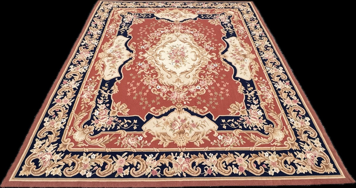 Tapis aux Points Noués de Style Aubusson 307x242 cm-photo-2