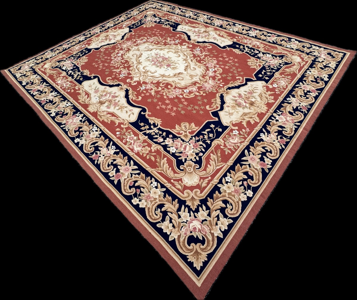 Tapis aux Points Noués de Style Aubusson 307x242 cm-photo-3