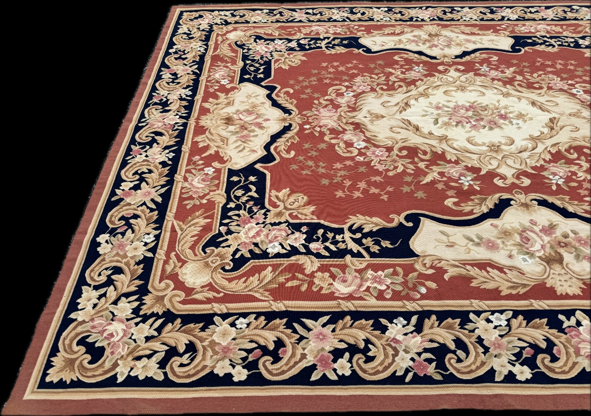 Tapis aux Points Noués de Style Aubusson 307x242 cm-photo-5