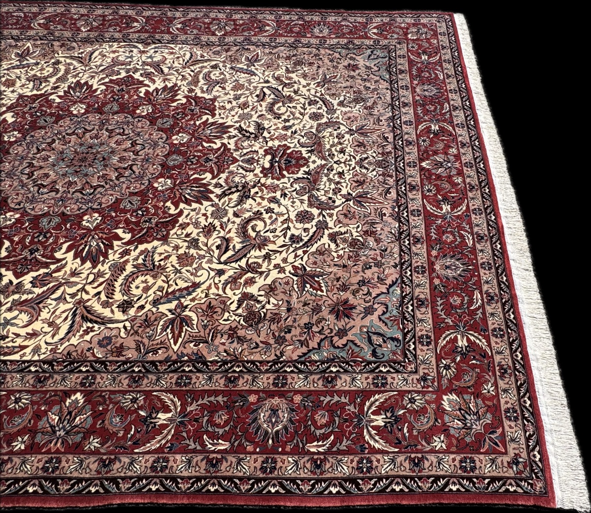Indo-isfahan Rug, Wool And Silk, 320 X 240 Cm-photo-3