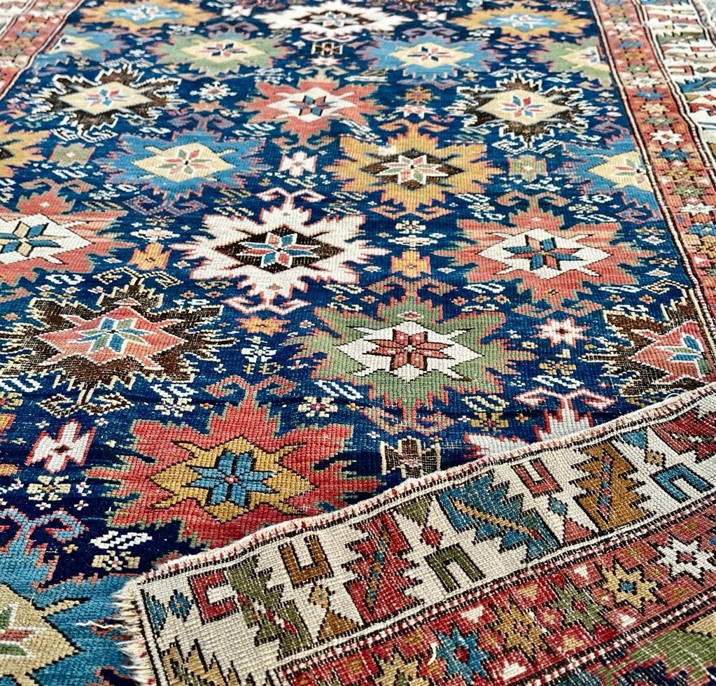 Antique Caucasian Kuba Shirvan Rug Star Design 19ème -photo-3